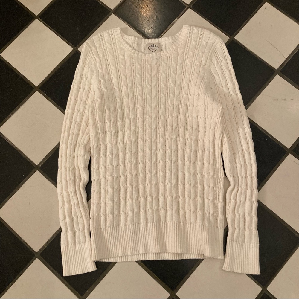 White Cable Knit Sweater